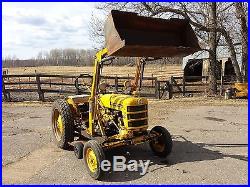 1960 International Cub Lo Boy Tractor with 2 loader buckets and belly mower