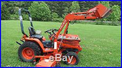 1993 Kubota B1750 4x4 Compact Tractor Loader & Belly Mower 1410 Hours Hydro