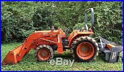1994 Kubota L2350DT 4WD Tractor LB400 Bucket with Bushhog & Tiller 400 hours