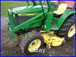 2000 John Deere 4700 Tractor, 4WD, Hydro, JD460 Loader, 72in Belly Mower, 765Hrs