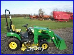 2005 John Deere 2210 tractor with JD210 loader, 4WD, Hydro, 62 belly mower, 406hr