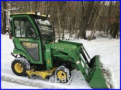 2006 John Deere 2210 Diesel Cab Tractor 4x4 Loader Mower Snowblower Snowplow