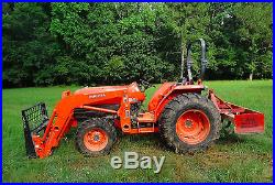 2008 KUBOTA L4400 TRACTOR WITH ACCESSORIES AND TRAILER 4WD, Engine HP 45 and Hyd