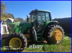 2013 john deere 6105m 4wd tractor + diamond boom & flail mower