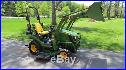 2014 JOHN DEERE 1025R 4X4 COMPACT UTILITY TRACTOR With LOADER & MOWER HYDRO 238 HR