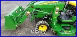 2014 John Deere 1025R Compact Loader Tractor WithMower And Backhoe Only 215 Hours