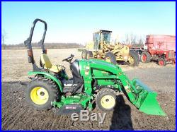 2014 John Deere 2025R Tractor, 4WD, H130 Loader, Hydro, 62D Belly Mower, 96 Hrs