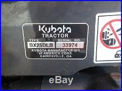 2016 Kubota Bx25d Tractor Loader Backhoe Belly Mower 4x4 175 Hours 23 HP Kubota