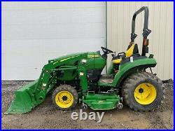 2017 JOHN DEERE 2032R TRACTOR With LOADER & MOWER, POST ROPS, 4X4, HYDRO, 347 HRS
