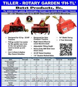 33 Tiller Cat. I 3pt 14+hp (FH-TL85) Adjustable Offset& SlipClutch Driveline 33 Tiller Cat. I 3pt 14+hp (FH-TL85) Adjustable Offset& SlipClutch Driveline