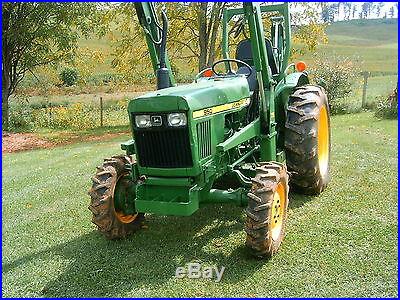 4WD John Deere 950 Tractor w\ Front End Loader, Backhoe and tri-axle Trailer