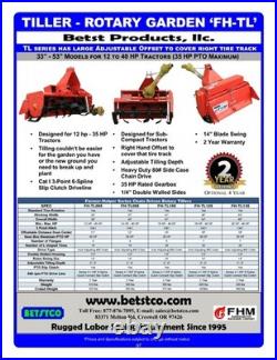 53 Cat. I 3pt 22+hp Adjustable Offset Tiller& Slip Clutch Driveline (FH-TL135) 53 Cat. I 3pt 22+hp Adjustable Offset Tiller& Slip Clutch Driveline (FH-TL135)