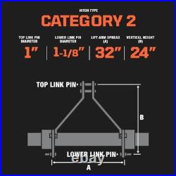 55 3-Point Hitch Rotary Tiller, 30-40 HP Compact Tractor