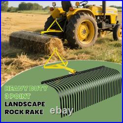 603 Pt Landscape Soil Gravel Lawn Rock Rake For Category 1 Tractor Attachment