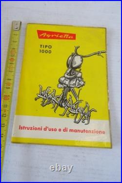 Agrietta Type 1000 Tiller Vintage Era Maintenance Use Manual