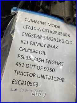 Cummins LTA10-A Engine removed from CaseIH 9250 Steiger Tractor. Stock # 10563