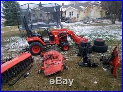 Got Snow! Kubota BX2200 4x4 Tractor Loader Mower Plow Blade Broom Quick Hitch