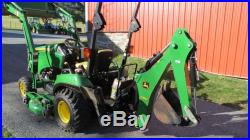JOHN DEERE 1023E 4X4 COMPACT TRACTOR With LOADER BELLY MOWER & BACKHOE 138 HOURS