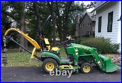 JOHN DEERE 1025R 4WD LDR WITH SNOW PLOW, 60D Mower Deck, 120R Loader and Post Ho