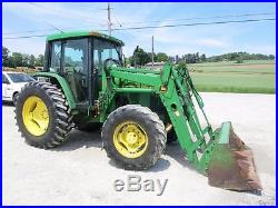 JOHN DEERE 6200 4x4 TRACTOR With640 LOADER, CAB HEAT/AC, POWER QUAD, 5278 HRS