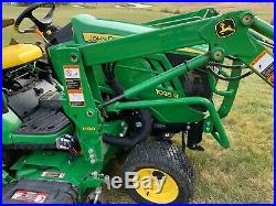 John Deere 1025R Tractor 56 Hrs, 54 Mower Deck, H120 Loader, Spreader, Hitch
