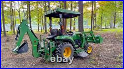 John Deere 2032R tractor + 60D Belly Mower + 270 Backhoe, 244 hrs