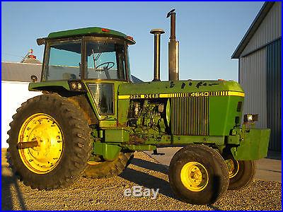 John Deere 4640 diesel tractor runs great ready to work JD cab with Quad Range