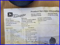 John Deere BM18046 REAR QUICK COUPLER KIT 70 AND 55 SERIES TRACTORS READ AD
