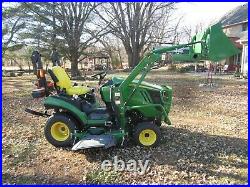 John Deere compact tractor with Loader & 60 auto-connect mower- 4 hours of use