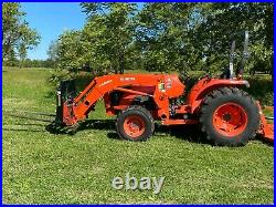 Kubota LA1065 MX5800 Tractor with 352 Hours + Forks Bucket Brush Hog Rototiller +