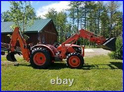 Kubota M6040 HD 4X4 Tractor Loader Backhoe 4WD with Landscape Rake Package Deal