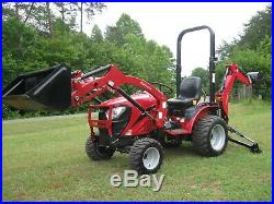 Mahindra eMax 22 Tractor with loader, backhoe and grader blade, 4 WD