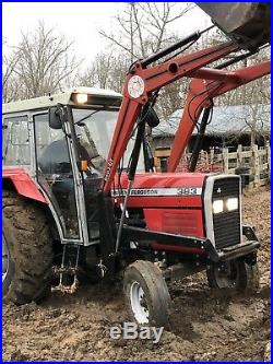 Massey Ferguson 383 Diesel Tractor With Cab And Front End Loader. Very Good