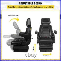 New Low Profile Suspension Seat With Armrest Dozer Backhoe Tractor Skidsteer