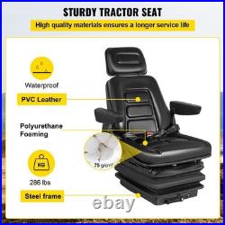 New Low Profile Suspension Seat With Armrest Dozer Backhoe Tractor Skidsteer