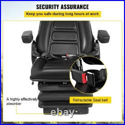 New Low Profile Suspension Seat With Armrest Dozer Backhoe Tractor Skidsteer