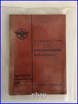 ORIGINAL USED! Spare Parts List 75 Hanomag Diesel Wheel Tractor Type R35/45