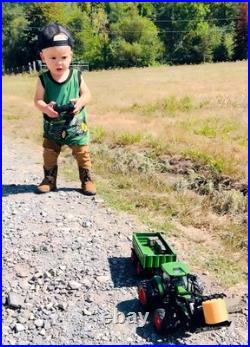 Uarzt RC Tractor Toy with Trailer 8-Wheel Metal Front Loader with Lights