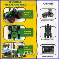 Uarzt RC Tractor Toy with Trailer 8-Wheel Metal Front Loader with Lights