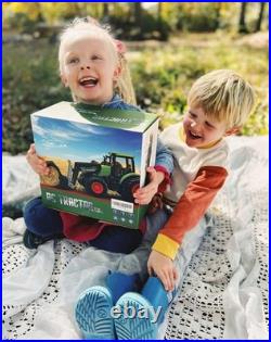 Uarzt RC Tractor Toy with Trailer 8-Wheel Metal Front Loader with Lights