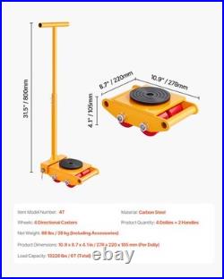 VEVOR Machine Skate, 6T Machinery Skate Dolly, 13228 lbs 6T, Yellow