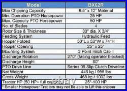 Wood Chipper 6dia. Hydraulc Feed Cat. I&II 3pt 35HP+ Rated (FH-BX62)